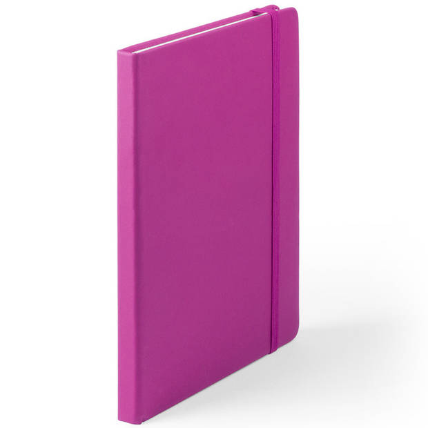 Luxe schriftje/notitieboekje fuchsia roze met elastiek A5 formaat - Schriften