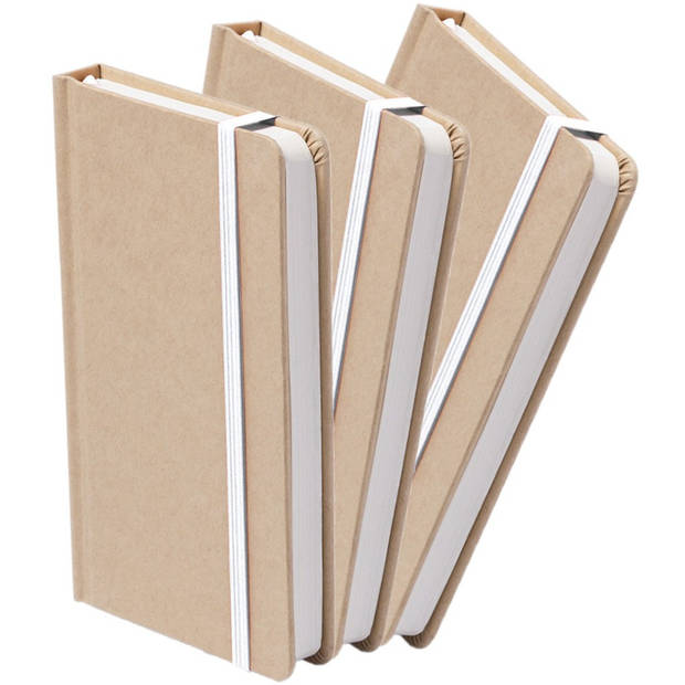 Set van 3x stuks luxe schriftjes/notitieboekjes wit met elastiek A5 formaat - Schriften