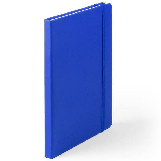 Set van 3x stuks luxe schriftjes/notitieboekjes blauw met elastiek A5 formaat - Schriften