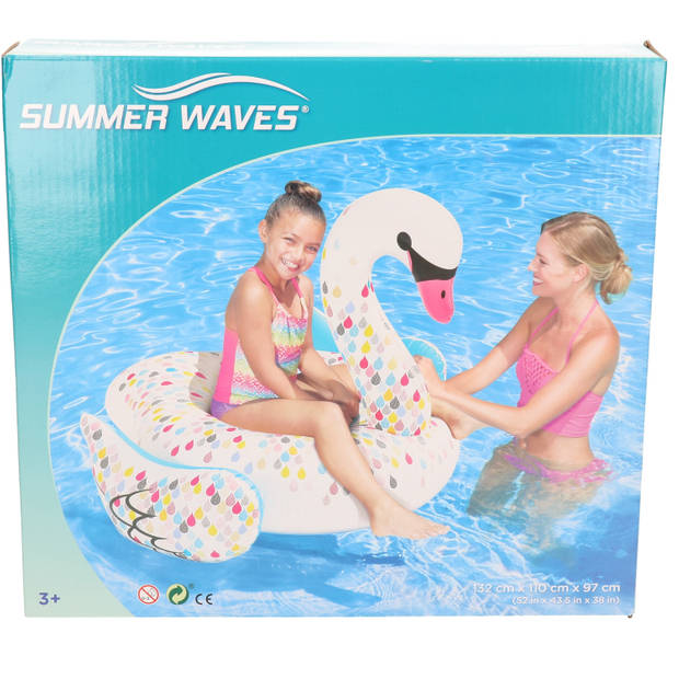 Waterspeelgoed gekleurde zwaan ride-on/luchtbed 115 x 138 x 98 cm voor jongens/meisjes/kinderen - Luchtbed (zwembad)