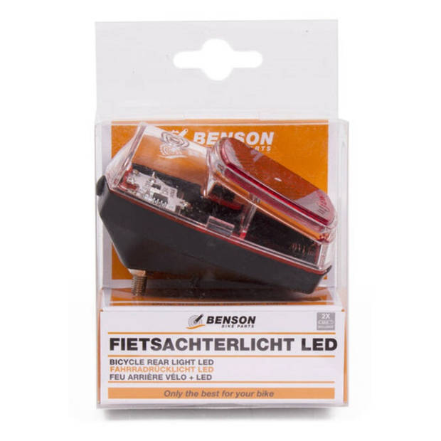 1x Fietsverlichting batterijachterlicht / achterlamp spatbordbevestiging met 1 heldere LED 8 x 4 cm - Fietsverlichting