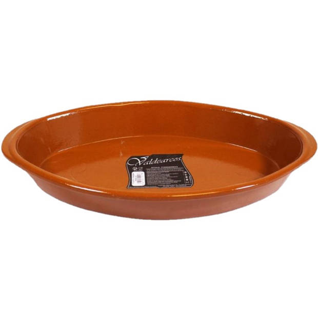 Set van 2x stuks tapas ovenschalen/serveerschalen ovaal terracotta Fontein 5 liter - Snack en tapasschalen