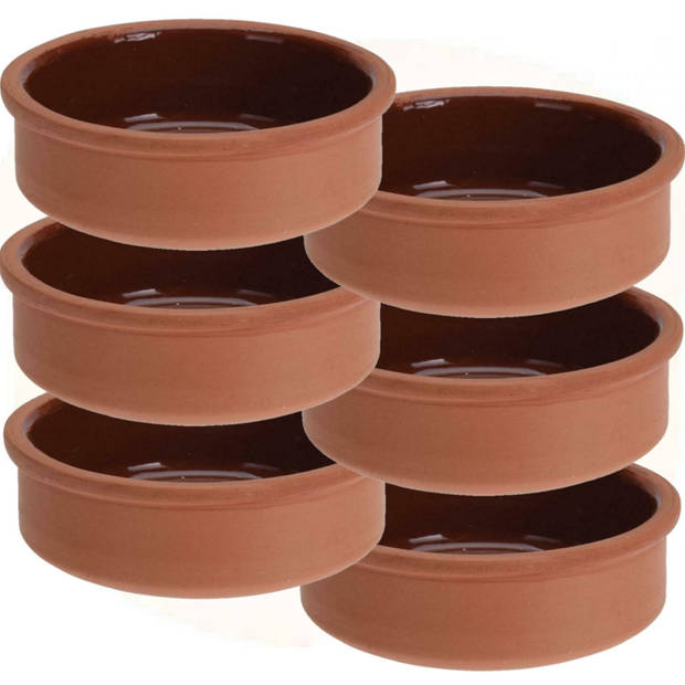 6x Tapas serveerschaaltjes 500 ml terracotta 12 cm - Snack en tapasschalen