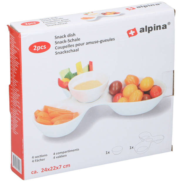 Alpina porseleinen tapas/hapjes serveerschaal 2-delig - Snack en tapasschalen