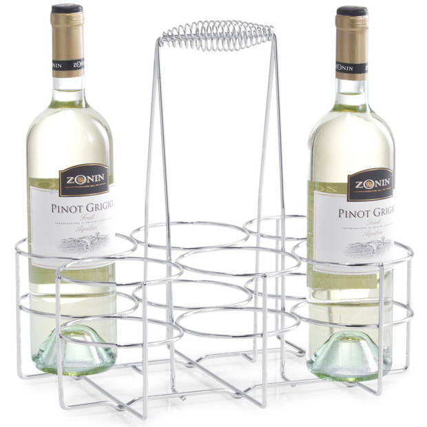1x Zilver wijnflesrek/wijnrekken staand voor 6 flessen 31 cm - Wijnrekken