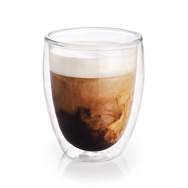6x Koffieglazen/theeglazen dubbelwandig glas 300 ml - Koffie- en theeglazen
