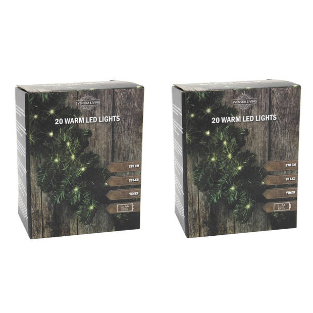 Set van 2x stuks kerst dennenslinger guirlande groen met verlichting 270 cm - Guirlandes