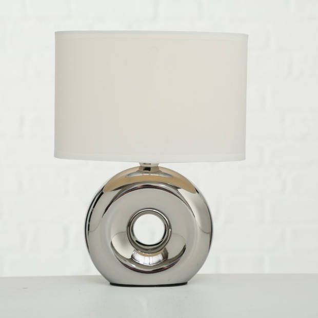 Tafellamp/schemerlamp zilver porselein 26 cm - Tafellampen