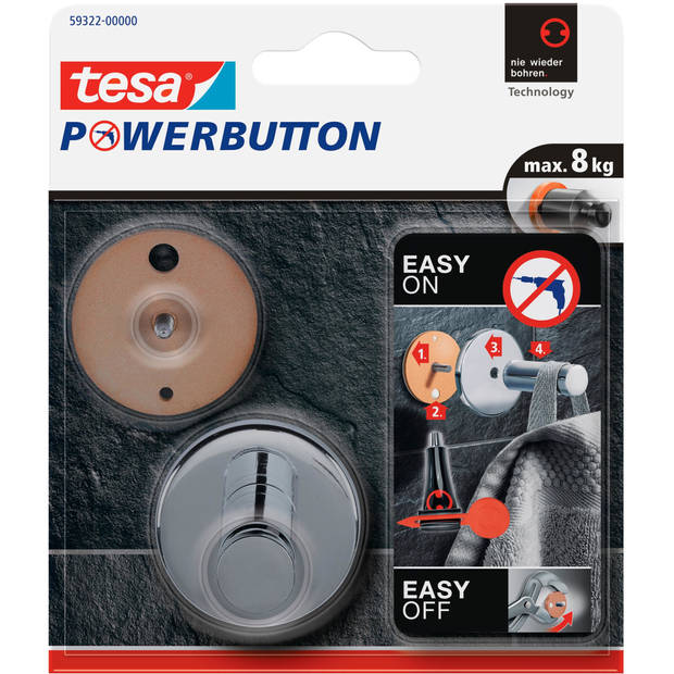 1x Tesa Powerbutton haakjes large - Handdoekhaakjes