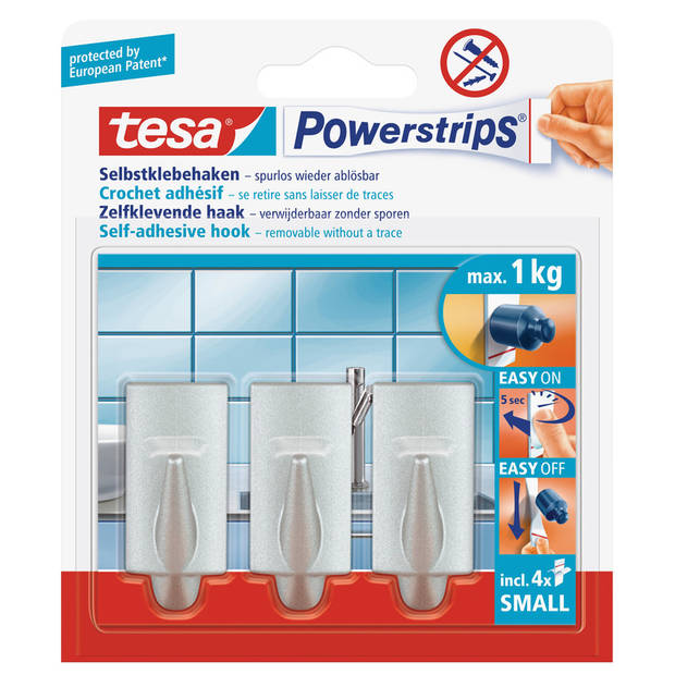 Powerstrips haken small Tesa 3 stuks - Handdoekhaakjes