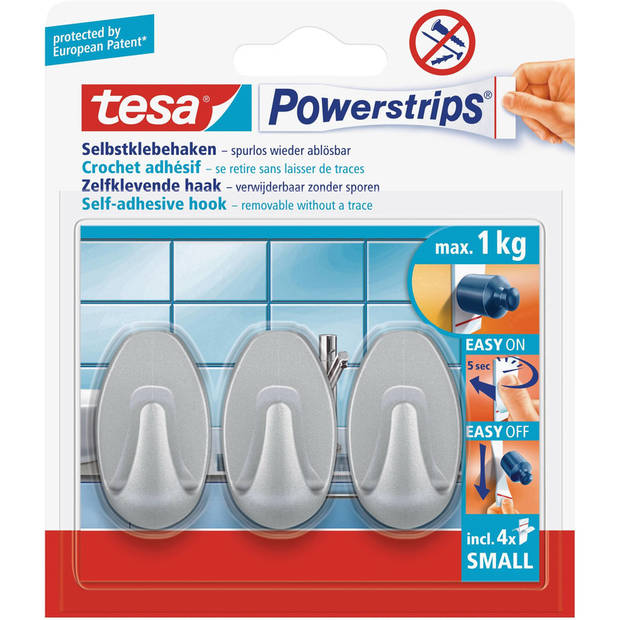 Powerstrips ovale haken small Tesa 3 stuks - Handdoekhaakjes