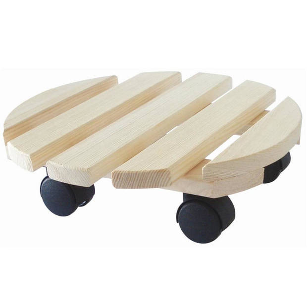 Plantentrolley - multiroller - hout - 30 cm - rond - tot 30 kg - Planten onderzetter