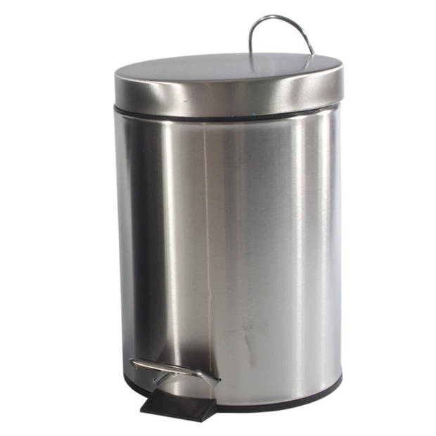 Pedaalemmer/prullenbakje 3 liter RVS D21 x H30 cm zilver - Pedaalemmers