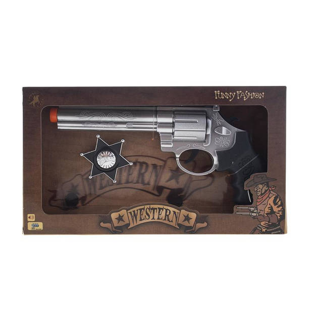 Verkleed speelgoed revolver/pistool met Sheriff ster kunststof - Verkleedattributen
