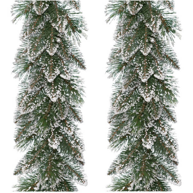 Decoris Guirlande - kerstslinger - groen - met nepsneeuw - 270 cm - Kerstslingers