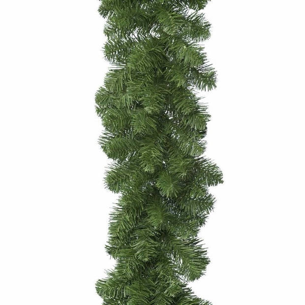 Groene dennen guirlande/dennenslinger 270 cm inclusief helder witte verlichting - Guirlandes