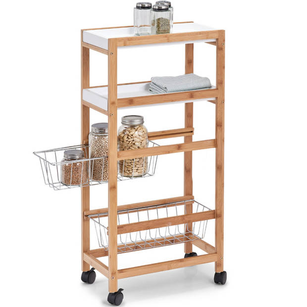 Badkamer trolley/kastje smal/klein met uitschuifbare mandjes 40 x 83 cm - Opberg trolley