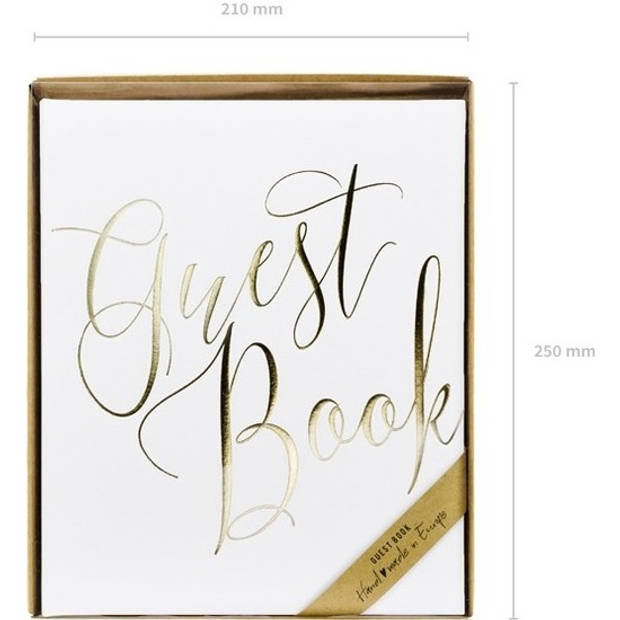 Witte/gouden gastenboeken 20 x 25 cm Guest Book - Gastenboeken