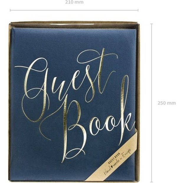 Navy blauwe/gouden gastenboeken 20 x 25 cm Guest Book - Gastenboeken