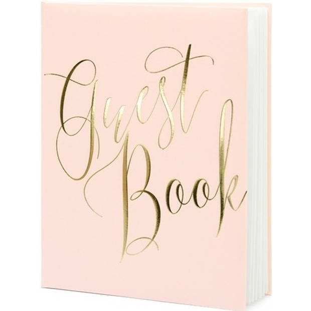 Roze/gouden gastenboeken 20 x 25 cm Guest Book - Gastenboeken