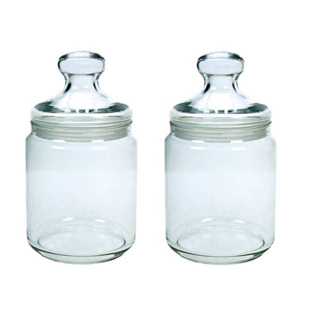 Voorraadpot/bewaarpot 750 ml glas met glazen deksel - Voorraadpot