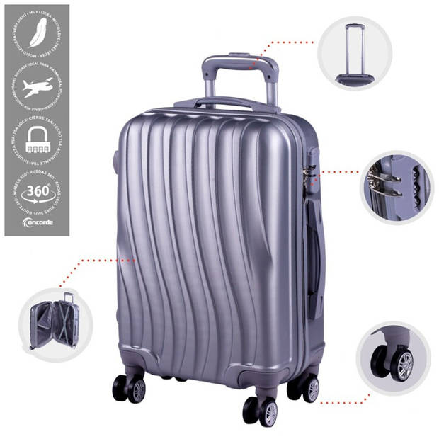 Cabine trolley koffer zwenkwielen 33 liter zilver - Handbagage koffers | Blokker