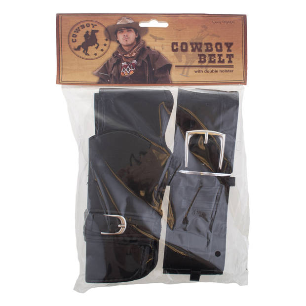 Verkleed cowboy holster voor 2 revolvers/pistolen voor volwassenen - Verkleedattributen