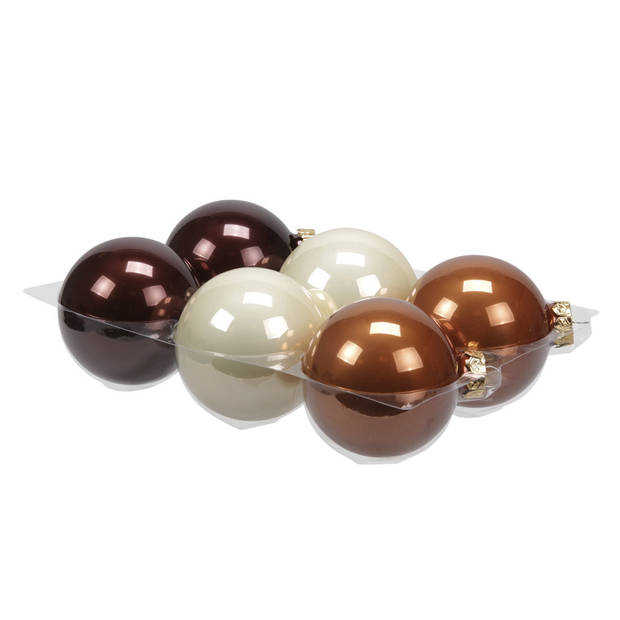 20x stuks glazen kerstballen natuurtinten (opal natural) 8 en 10 cm mat/glans - Kerstbal