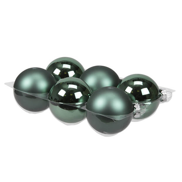 6x stuks glazen kerstballen emerald groen (greenlake) 8 cm mat/glans - Kerstbal