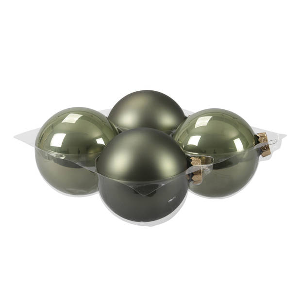 20x stuks glazen kerstballen graniet groen 8 en 10 cm mat/glans - Kerstbal