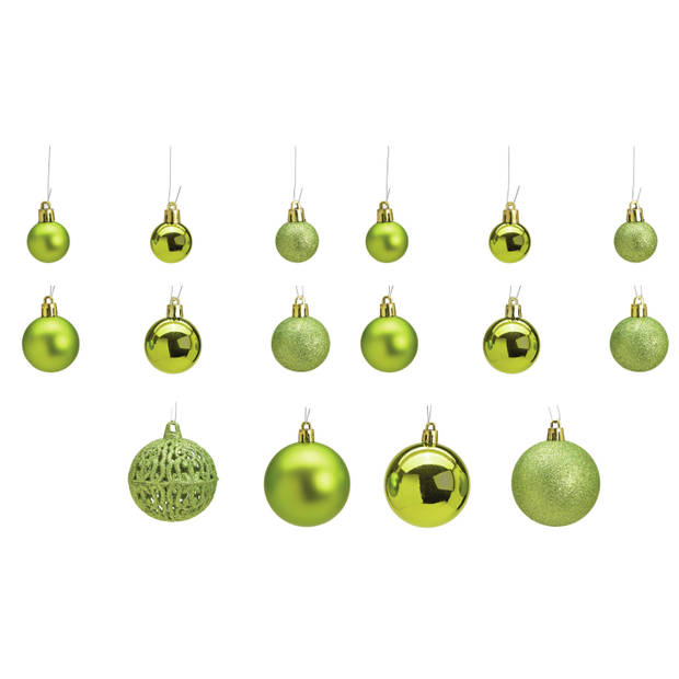 100x stuks kunststof kerstballen lime groen 3, 4 en 6 cm - Kerstbal