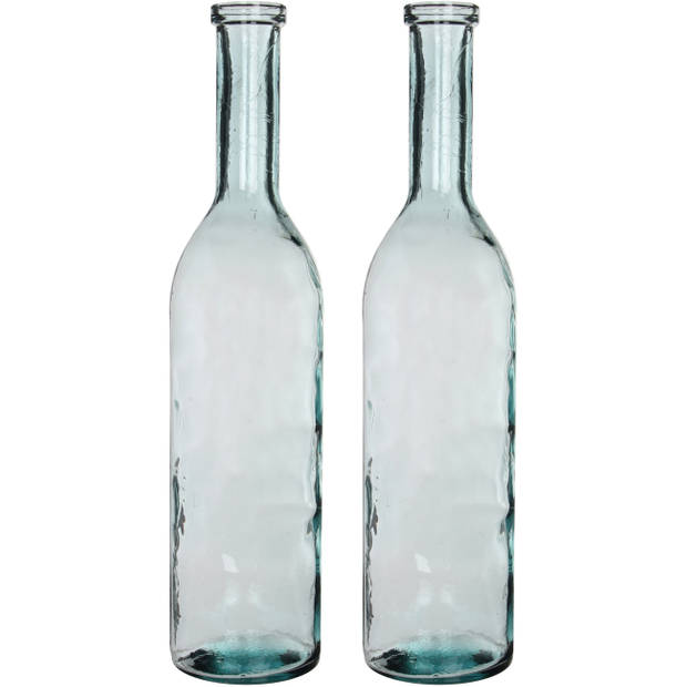 Set van 2x stuks flesvaas bloemenvaas/bloemenvazen 18 x 75 cm transparant glas - Vazen