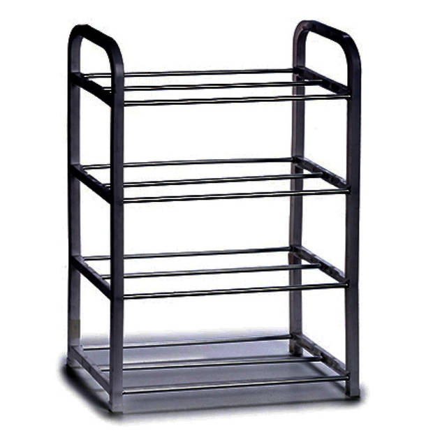 Metalen schoenenrek/schoenenstandaard 4-laags zwart 40 x 19 x 56 cm - Schoenenrekken