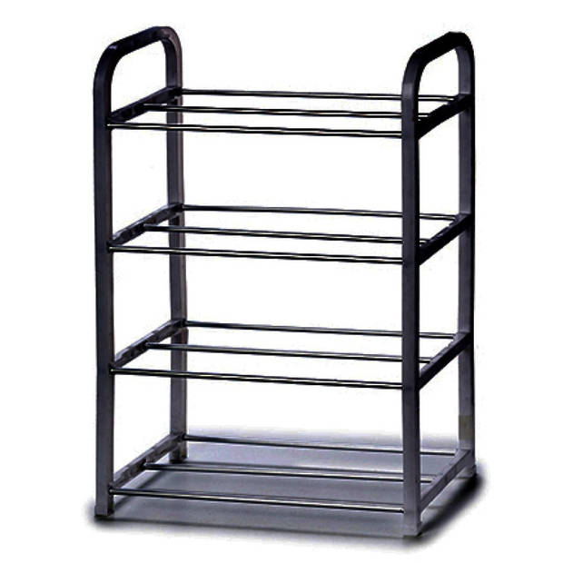 Metalen schoenenrek/schoenenstandaard 4-laags zwart 40 x 19 x 56 cm - Schoenenrekken