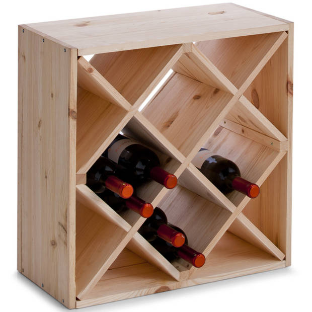 Houten wijnflessen rek/wijnrek vierkant voor 20 flessen 52 x 25 x 52 cm - Wijnrekken