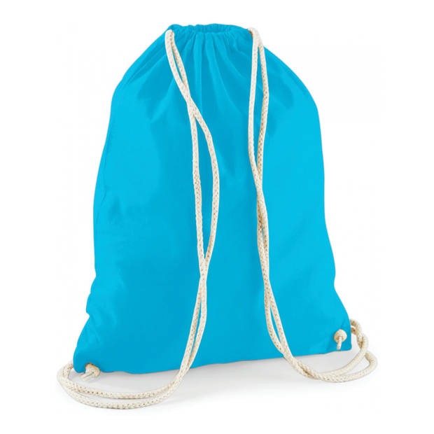 Sport gymtas surf blauw met rijgkoord 46 x 37 cm van katoen - Gymtasje - zwemtasje