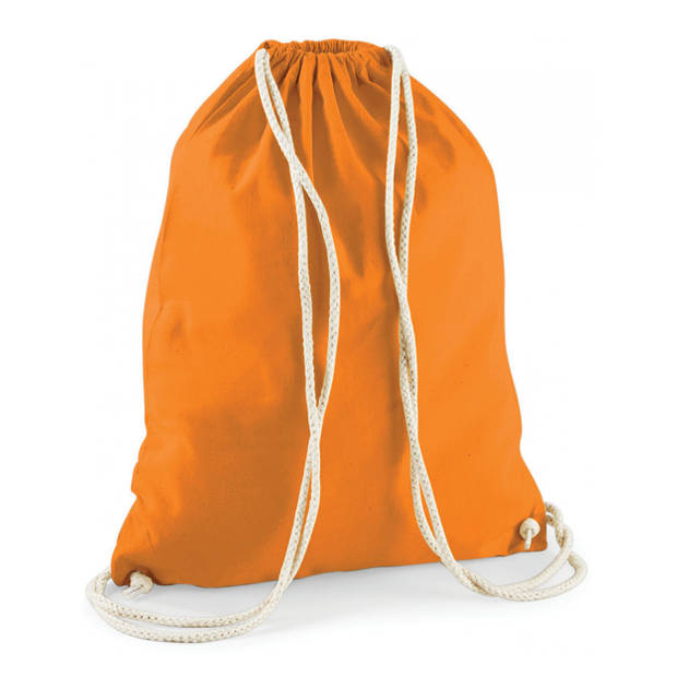 Sport gymtas oranje met rijgkoord 46 x 37 cm van katoen - Gymtasje - zwemtasje