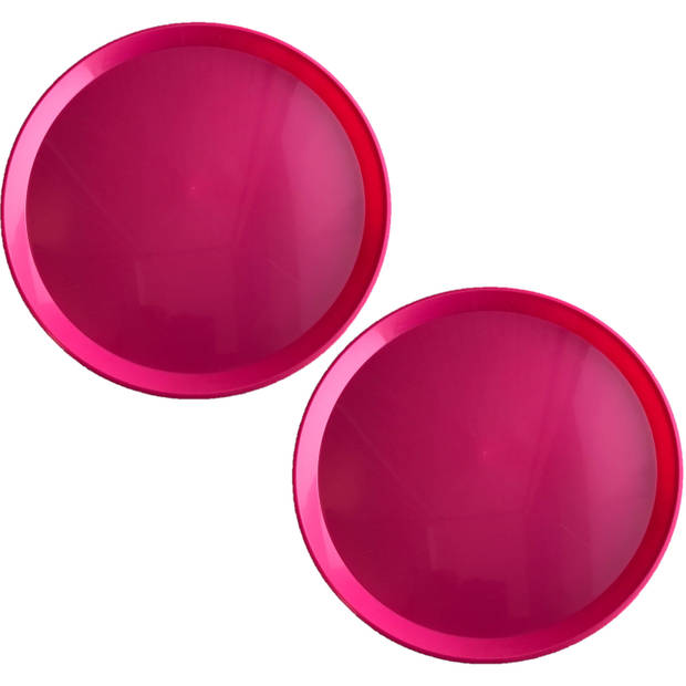 4x stuks roze rond dienbladen/serveerbladen van kunststof 34 cm - Dienbladen