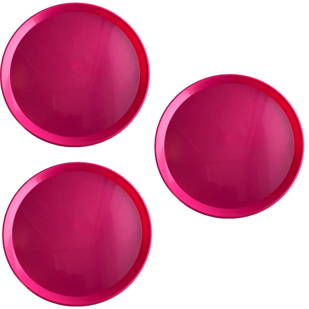 4x stuks roze rond dienbladen/serveerbladen van kunststof 34 cm - Dienbladen