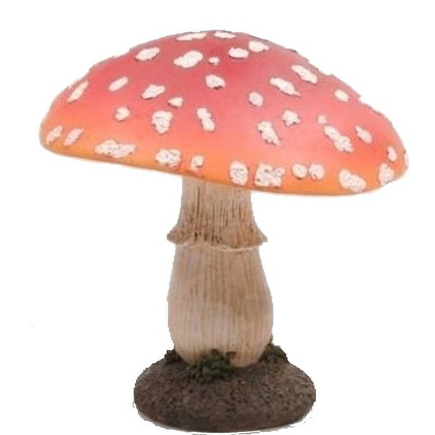 Decoratie paddenstoelen setje met 3x gewone paddenstoel en 1x met een egeltje - Tuinbeelden