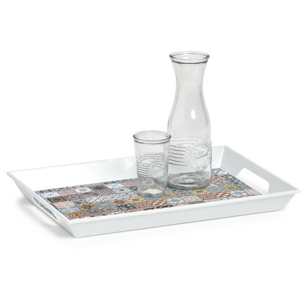 1x Serveerbladen melamine met mozaiekprint 50 x 35 cm - Dienbladen