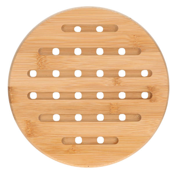 1x Houten ronde onderzetters voor pannen/schalen 20 cm - Panonderzetters