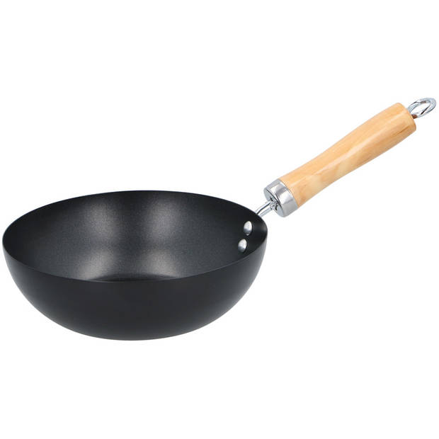 Wokpan/steelwok met houten handvat 20 cm - Steelpannen