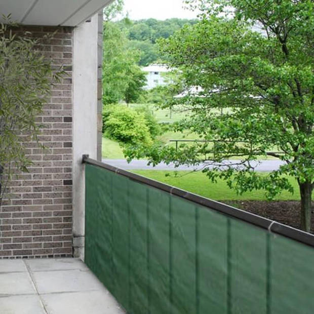Groen privacy scherm/doek voor op balkon of dakterras 0,9 x 5 meter - Balkonschermen