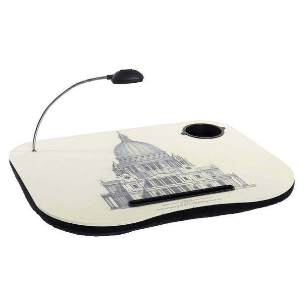 Schootkussen/laptray paleis print met LED lamp en bekerhouder L48 x B38 cm - Dienbladen