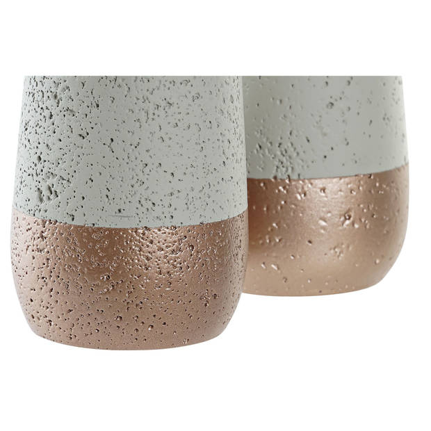 Badkamerset met zeeppompje en tandenborstel beker brons/creme polystone 19 cm - Badkameraccessoireset