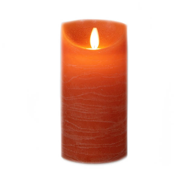 1x stuks led kaarsen/stompkaarsen oranje D7,5 x H15 cm - LED kaarsen