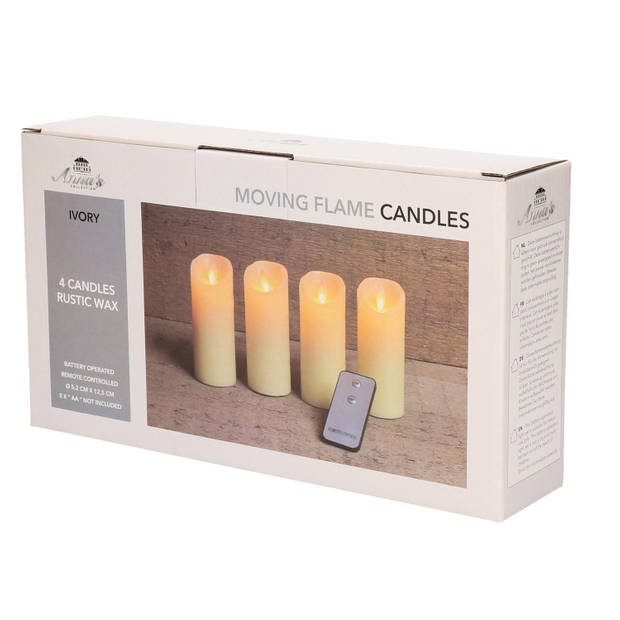 4x stuks led kaarsen/stompkaarsen ivoor wit D5,2 x H12,5 cm - LED kaarsen