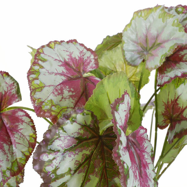 Begonia kunstplant rood in grijze sierpot H40 cm x D38 cm - Kunstplanten
