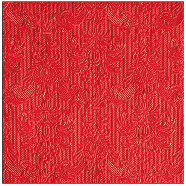 15x stuks Kerst thema servetten 40 x 40 cm luxe deco print rood - Feestservetten